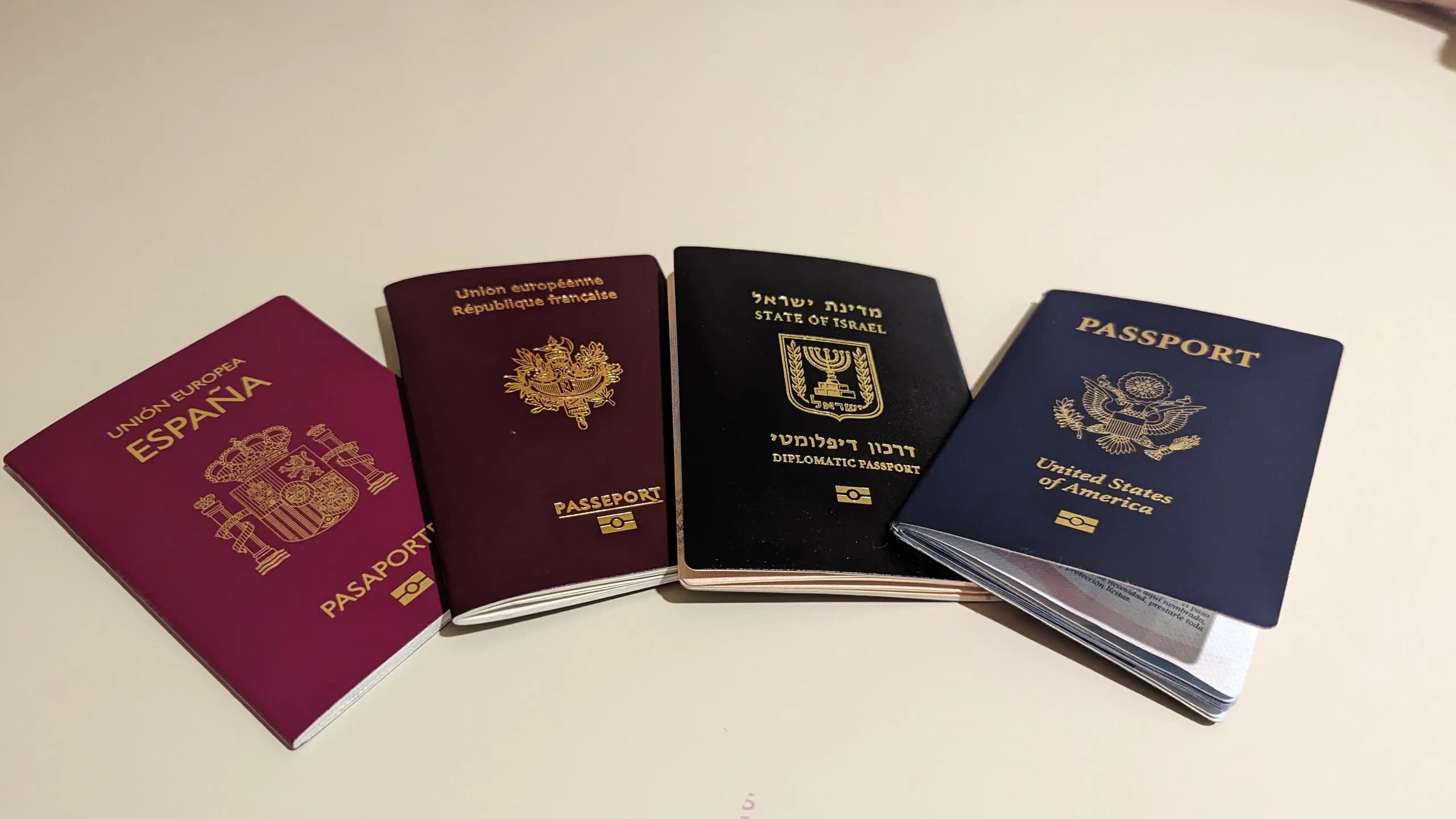Passports on a table, the details against which gorilla permits are issued