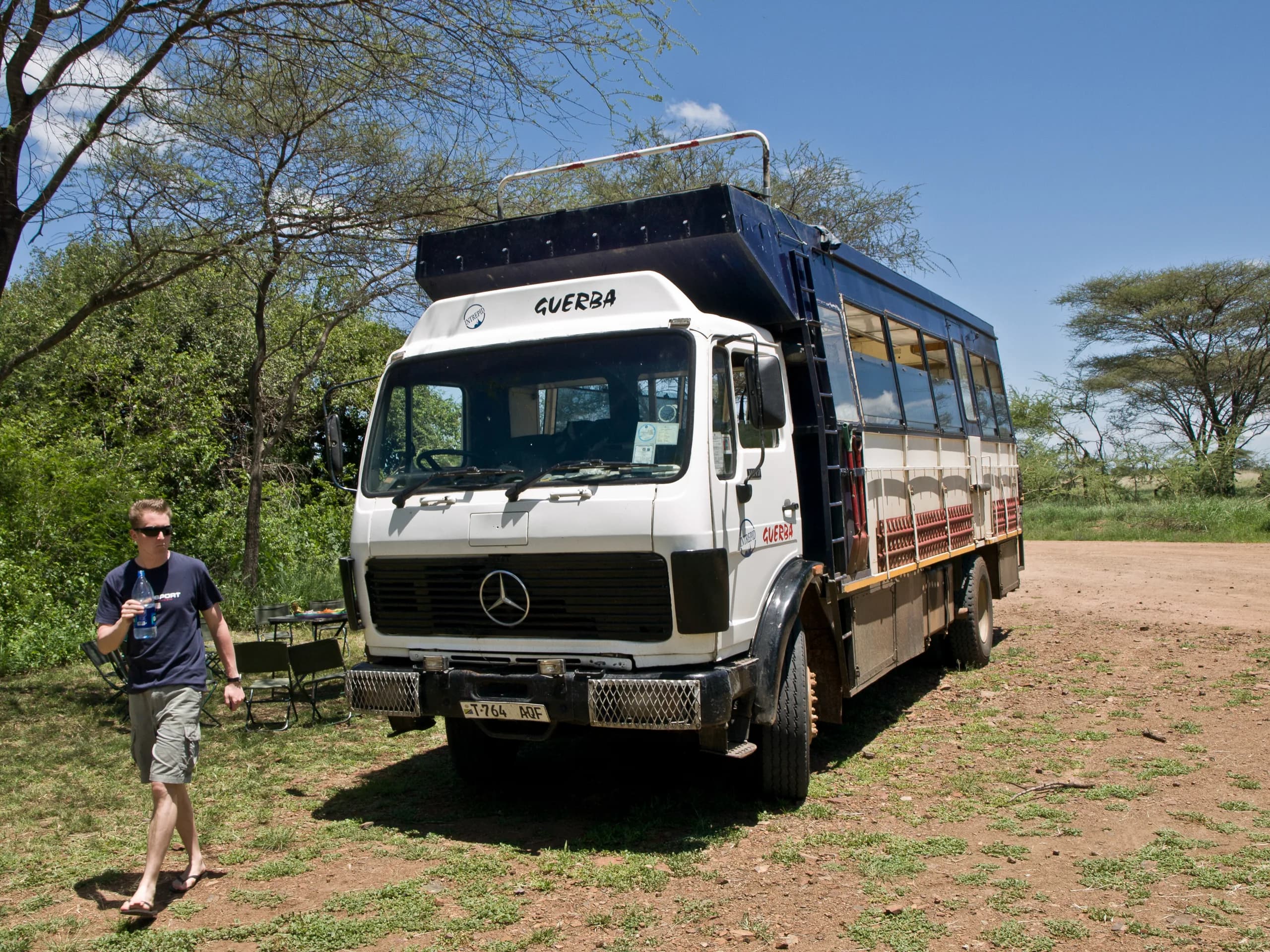 A safari vehicle at the Ndabaka gate into Serengeti National Park