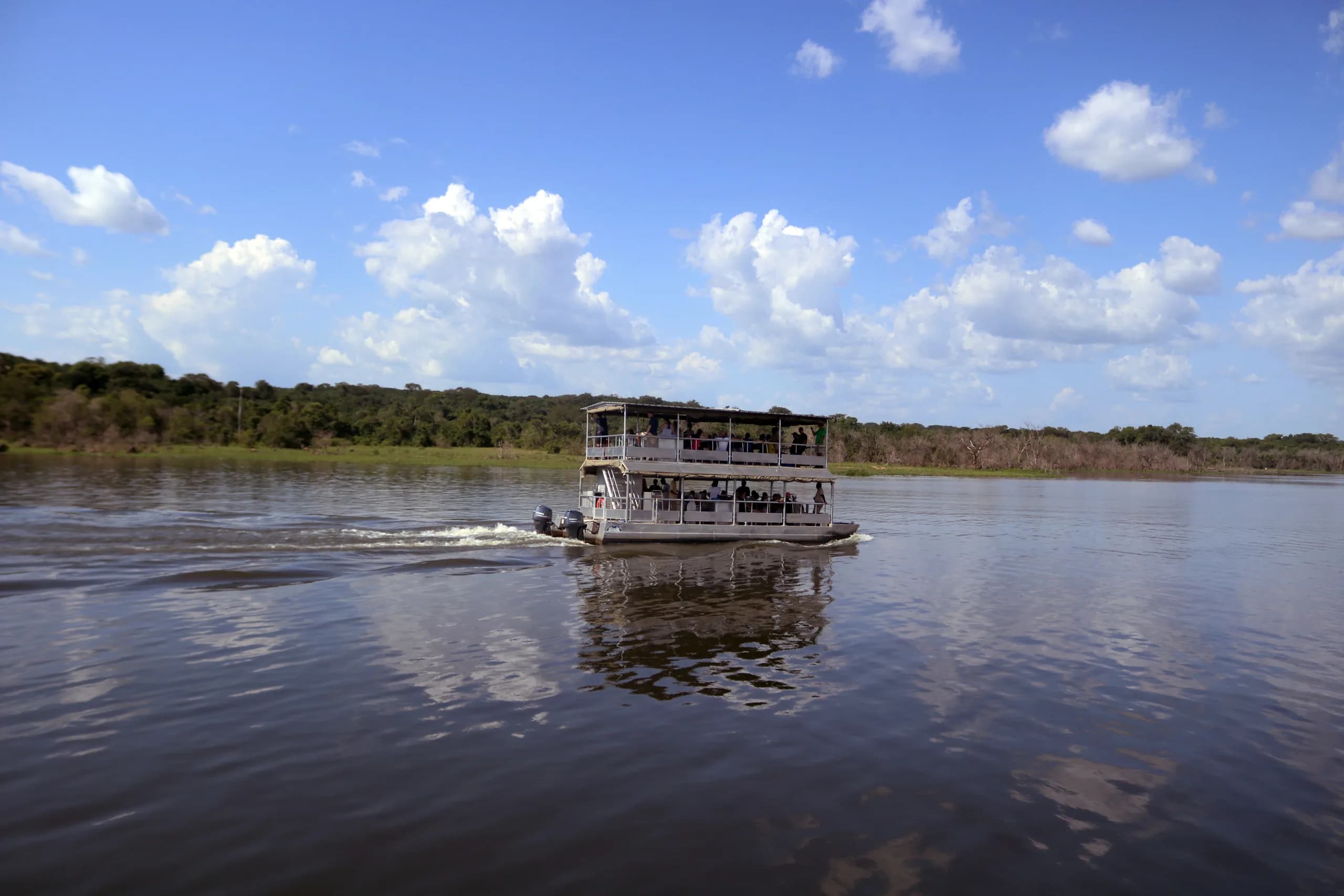 The launch heading up the Nile towards Murchison Falls